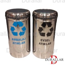 2’li Paslanmaz Çelik Sıfır Atık Geri Dönüşüm Kutusu