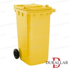 240 Litre Plastik Çöp Konteyneri Sarı Renk