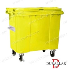 660 Litre Plastik Çöp Konteyneri Sarı Renk