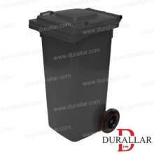 120 Litre Plastik Çöp Konteyneri Siyah Renk