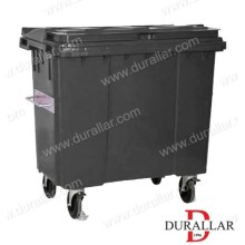660 Litre Plastik Çöp Konteyneri Siyah Renk