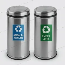 2’li Paslanmaz Çelik Sıfır Atık Geri Dönüşüm Kutusu