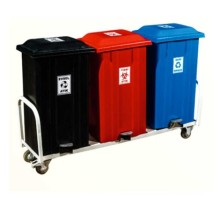 3 lü Geri Dönüşüm Seti Pedallı 180 Litre