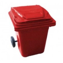 80 Litre Plastik Çöp Konteyneri Kırmızı Renk