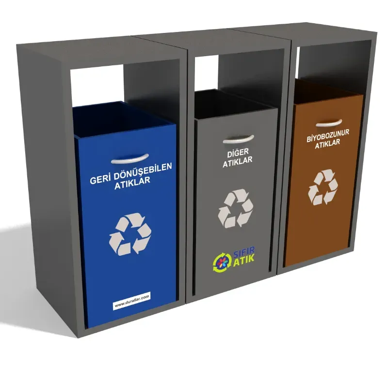 3 lü Sıfır Atık Geri Dönüşüm Kovaları -GDK-3081