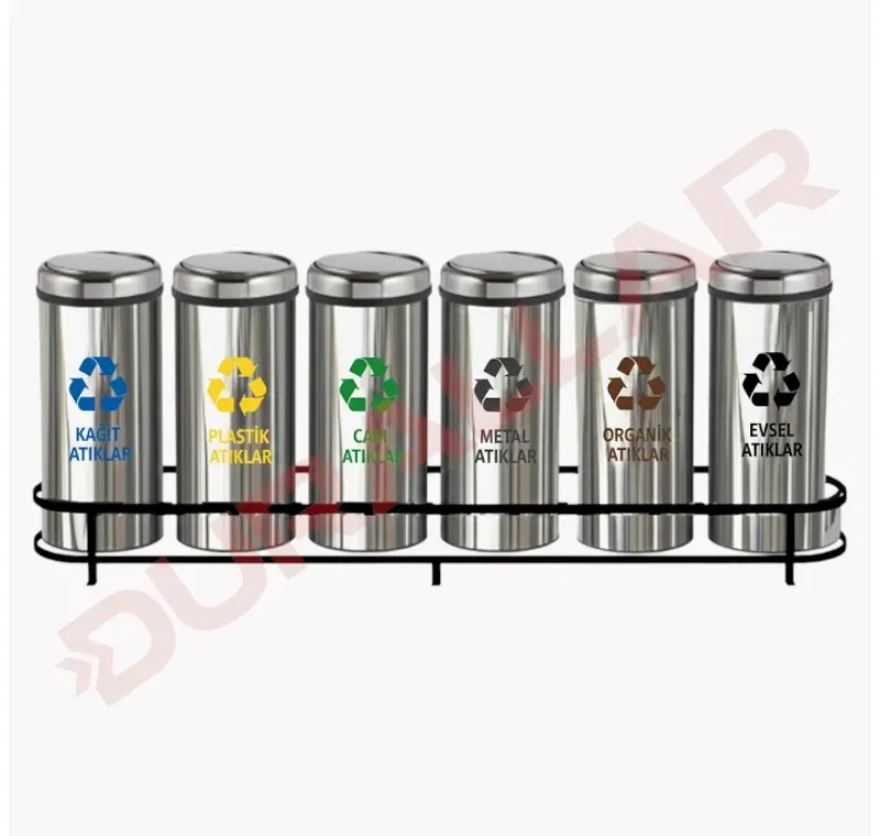 6 lı Döner Kapaklı Geri Dönüşüm Kovası -GDK-6013